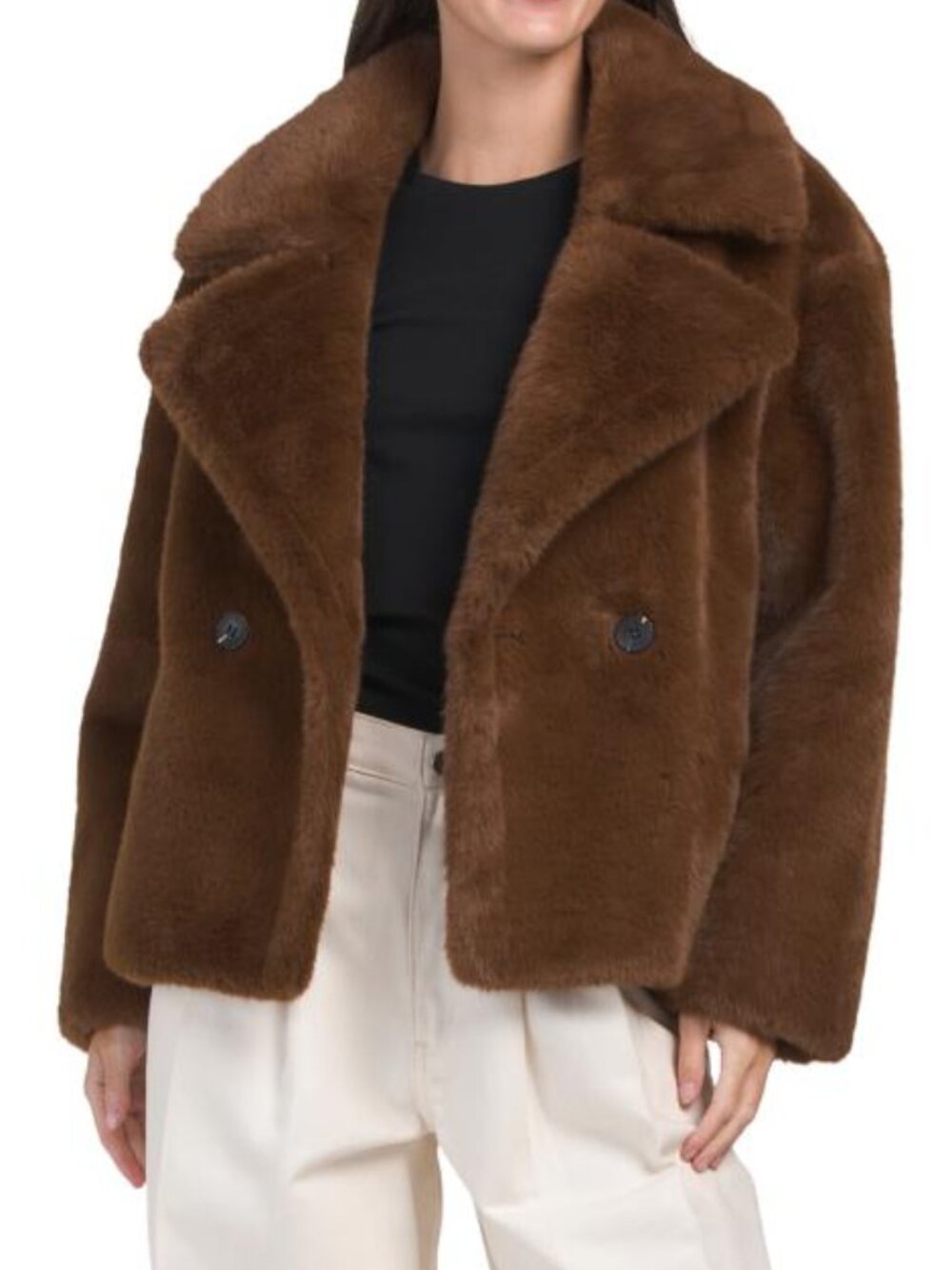 AVEC LES FILLES Cropped Teddy Faux Fur Coat